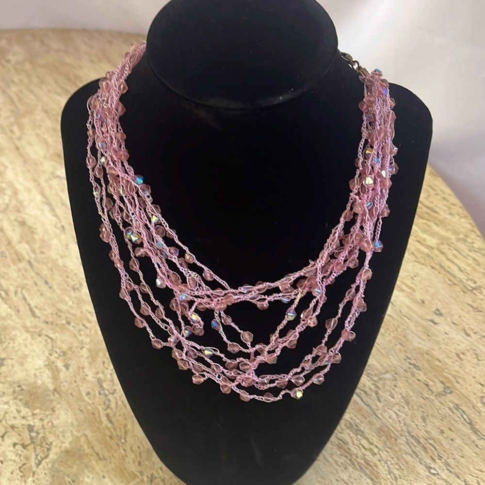 Lavender Multi strand  Beaded Necklace